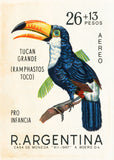 Argentina Tropical Toucan Bird postage stamp art print 